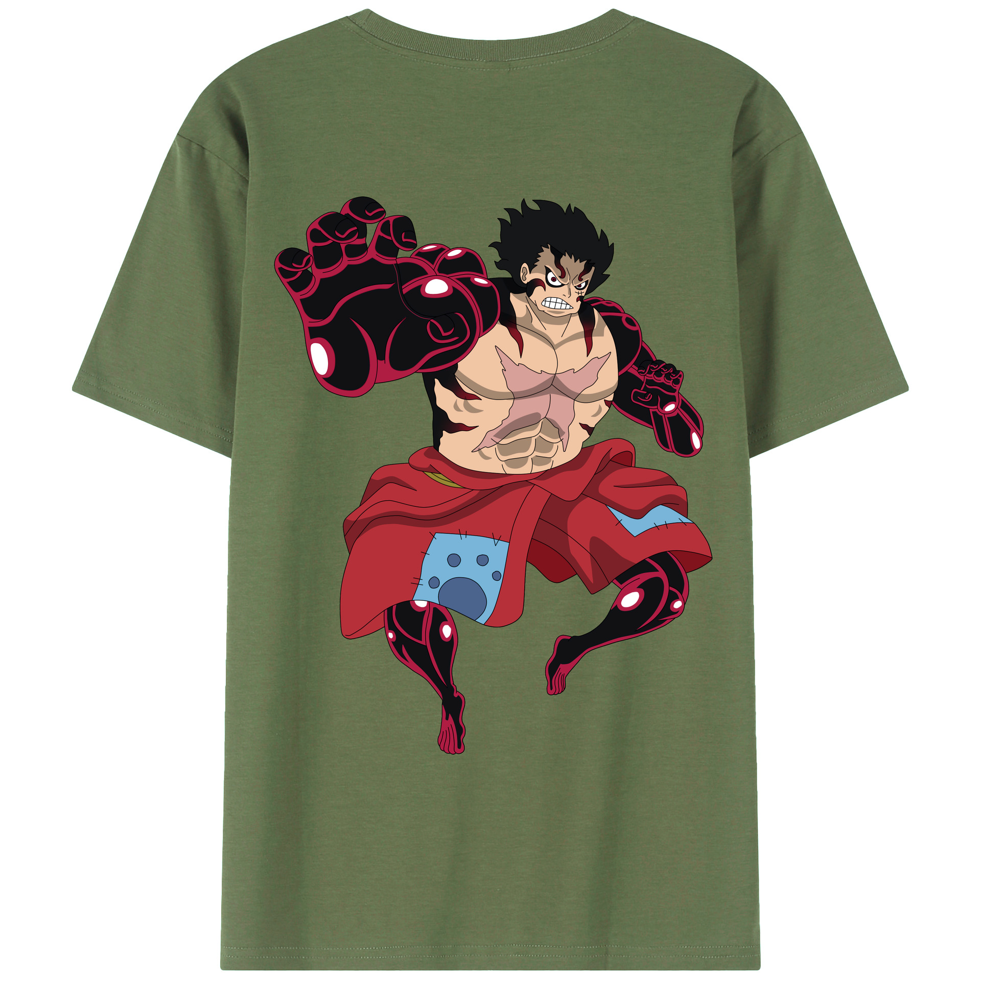ワンピース モンキー・D・ルフィ ONE PIECE Monkey D. Luffy 綿100％ メンズ半袖Tシャツ（バックプリント） 通気性